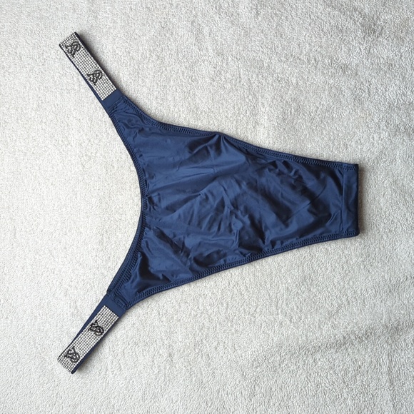 Very Sexy Shine Strap Brazilian Panty - Noir Navy - Picture 2 of 4